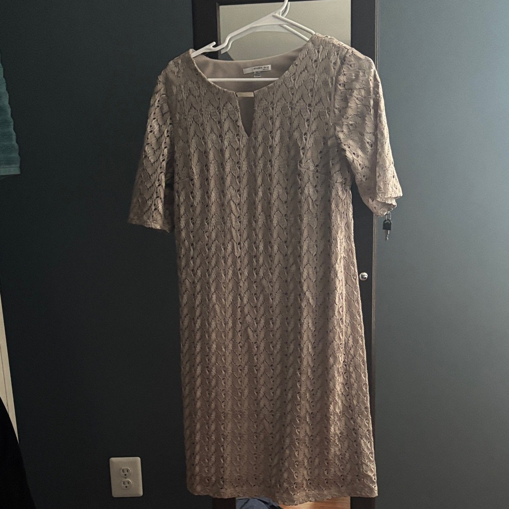 Elegant Taupe Long Sleeve Dress